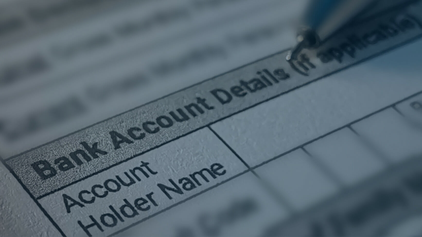 zoomed in shot of a bank account application form